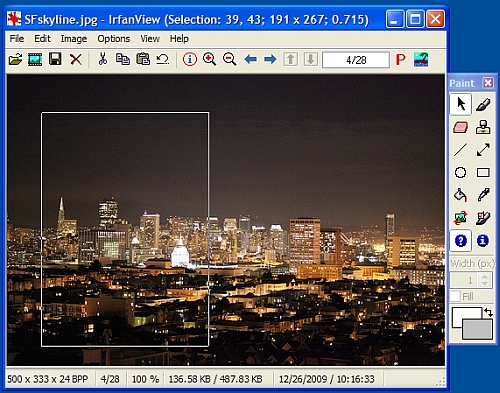 Using Irfanview to resize to crop an image.